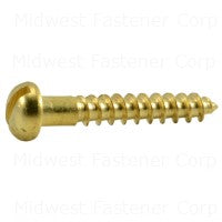 Brass Slotted Round Head Wood Screws - #4 Diameter