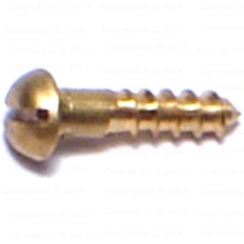 Brass Slotted Round Head Wood Screws - #2 Diameter