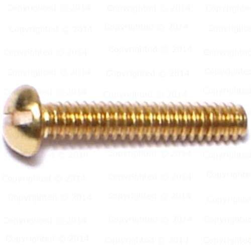 Brass Slotted Round Head Machine Screw - #4 Diameter