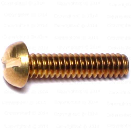 Brass Slotted Round Head Machine Screw - #6 Diameter