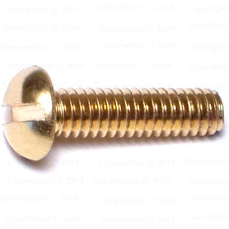 Brass Slotted Round Head Machine Screw - #8 Diameter