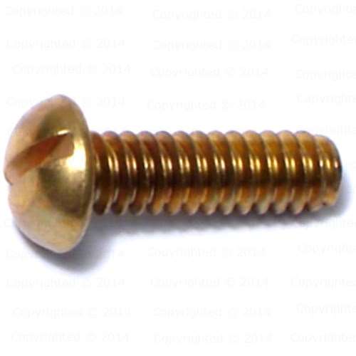 Brass Slotted Round Head Machine Screw - #10 Diameter Coarse Thread
