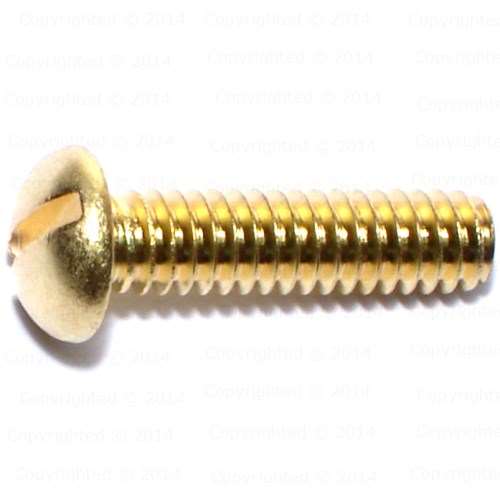 Brass Slotted Round Head Machine Screw - 1/4" Diameter