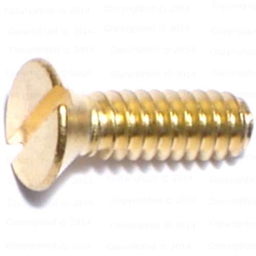 Brass Slotted Flat Head Machine Screw - #10 Diameter Coarse Thread