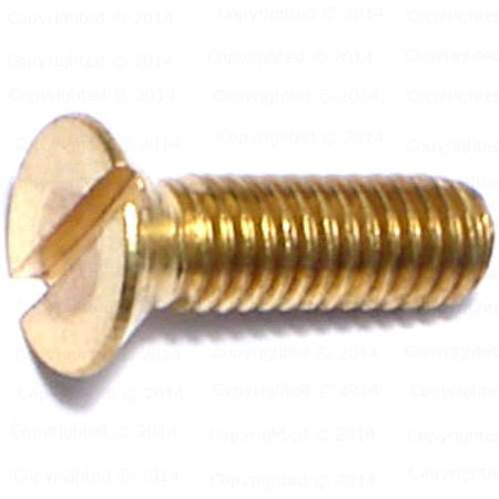 Brass Slotted Flat Head Machine Screw - #10 Diameter Fine Thread