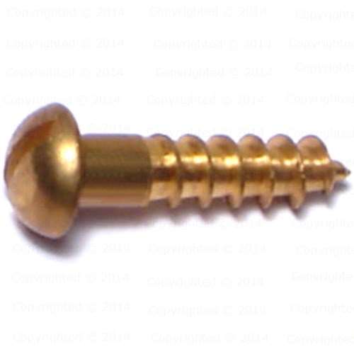 Brass Slotted Round Head Wood Screws - #6 Diameter