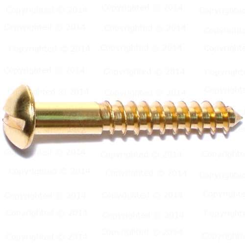 Brass Slotted Round Head Wood Screws - #12 Diameter