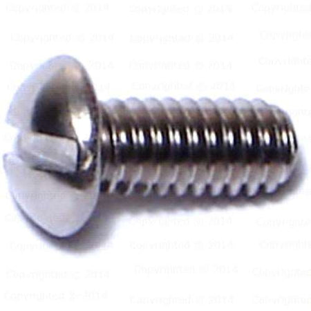 Stainless Steel Slotted Round Head Machine Screws - #8 Diameter Coarse Thread