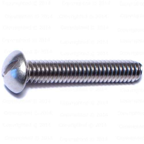 Stainless Steel Slotted Round Head Machine Screws - 1/4" Diameter