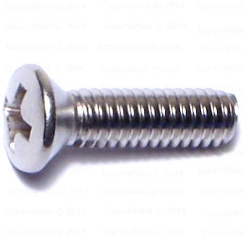 Stainless Steel Phillips Oval Head Machine Screws - #8 Diameter Coarse Thread