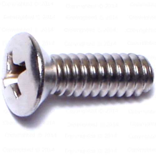 Stainless Steel Phillips Oval Head Machine Screws - #10 Diameter Coarse Thread