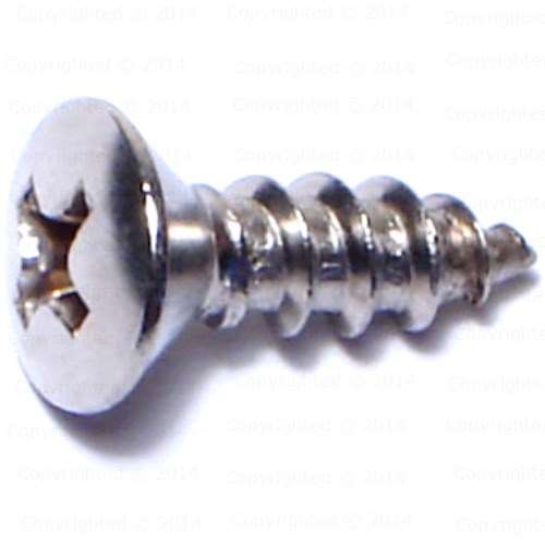 Stainless Steel Phillips Oval Head Sheet Metal Screws - #10 Diameter