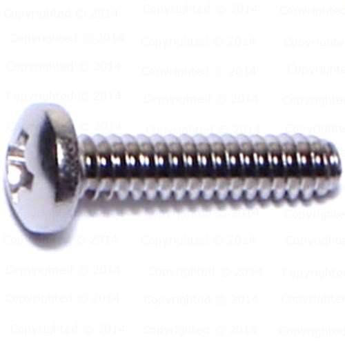 Stainless Steel Phillips Pan Head Machine Screws - #6 Diameter Coarse Thread