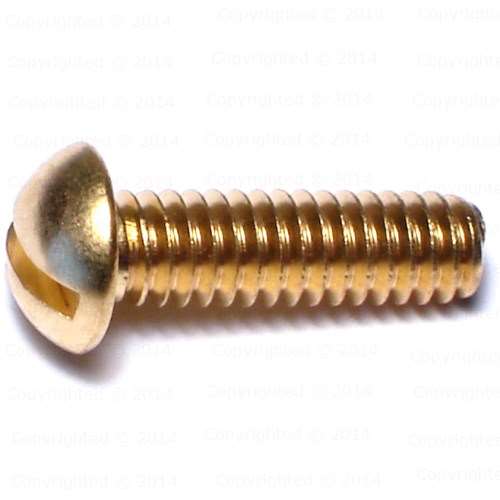 Brass Slotted Round Head Machine Screw - #12 Diameter